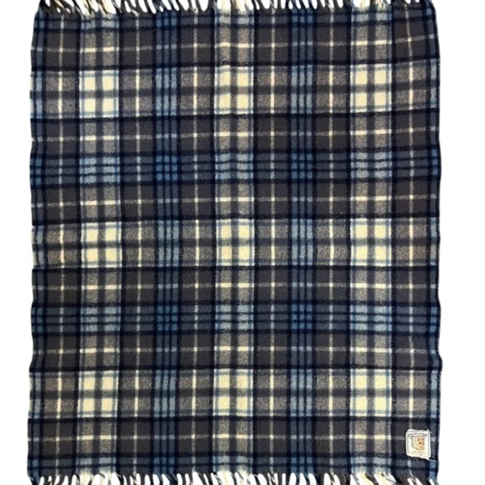 CURVON CROWN 100% Wool Vintage Plaid Lap / Baby Blanket